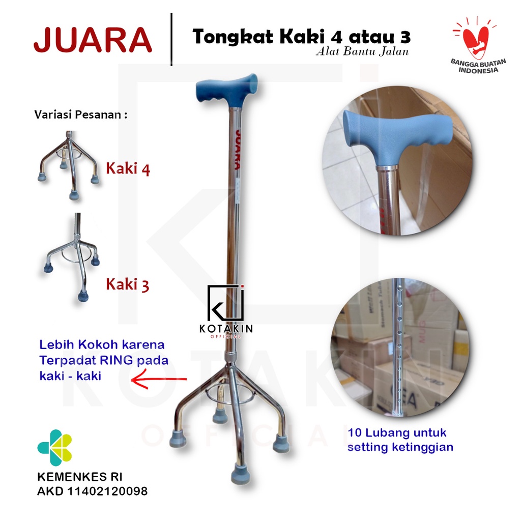 Jual Tongkat Kaki 4 Atau 3 Merk JUARA Alat Penopang Jalan Shopee