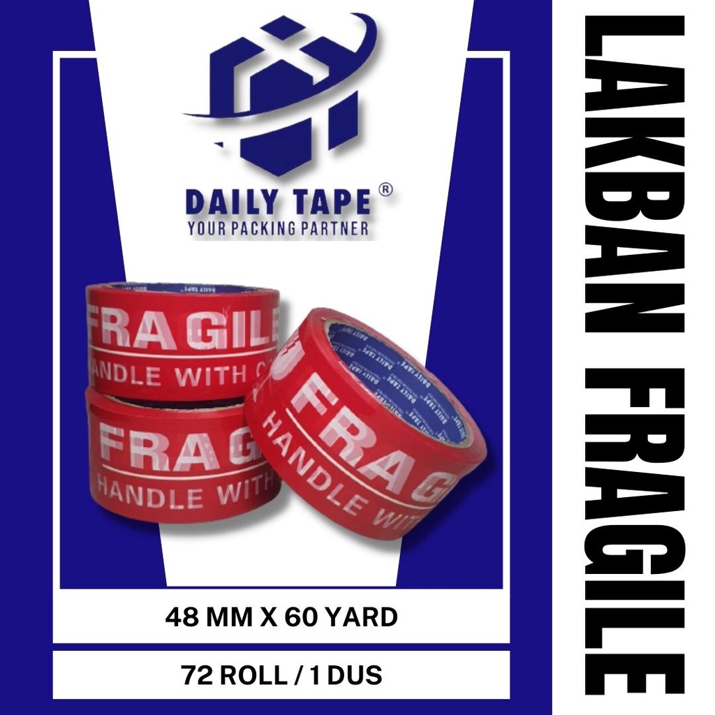 Jual Lakban Fragile DAILY TAPE 48mm X 60 Yard 1 Dus INSTANT