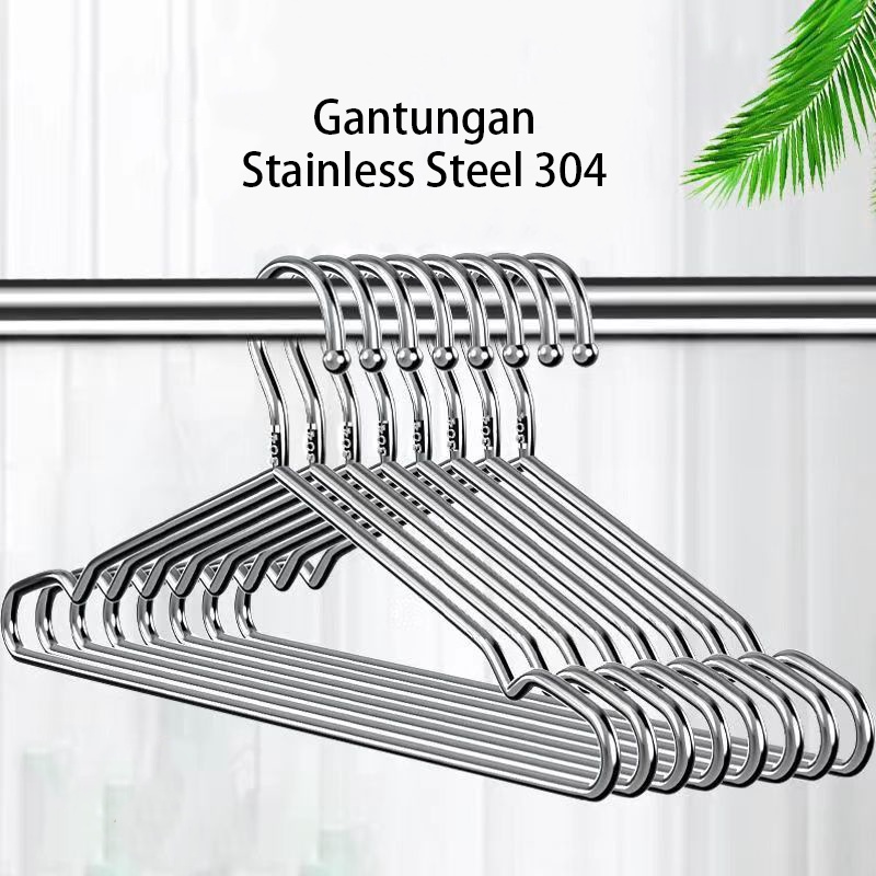 Jual Hanger Gantungan Pakaian Stainless Steel 304 Anti Karat Set 10pcs