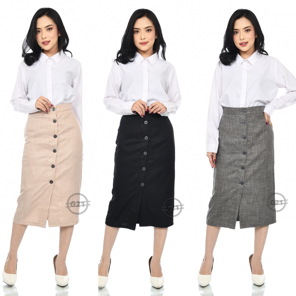 Jual Rok Span Wanita Pendek Midi 7 8 Dibawah Lutut Bahan Formal Kantor