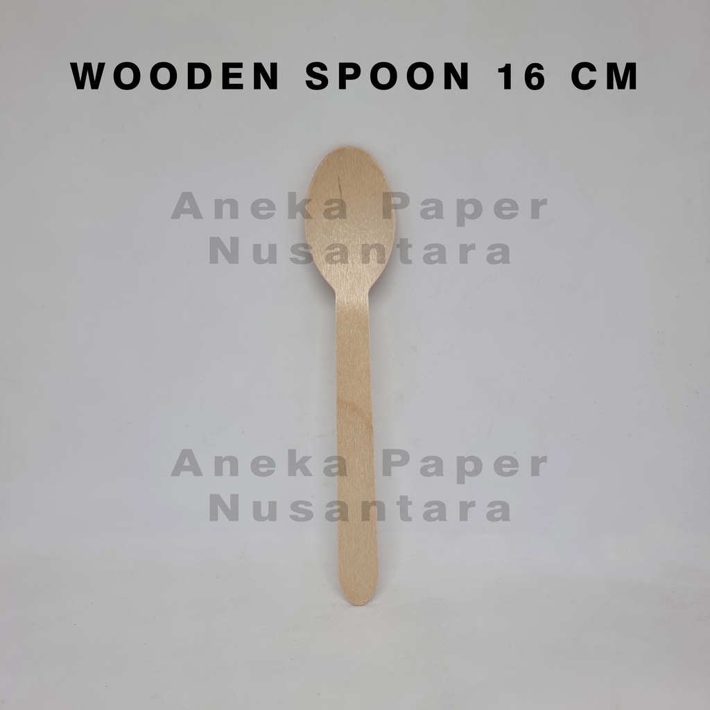 Jual Disposable Wooden Spoon 16 Cm Sendok Makan Kayu Sekali Pakai 16