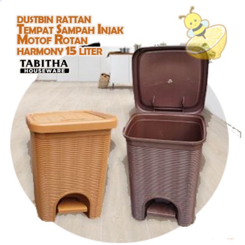 Jual Dustbin Rattan Tempat Sampah Injak Motof Rotan Harmony Liter