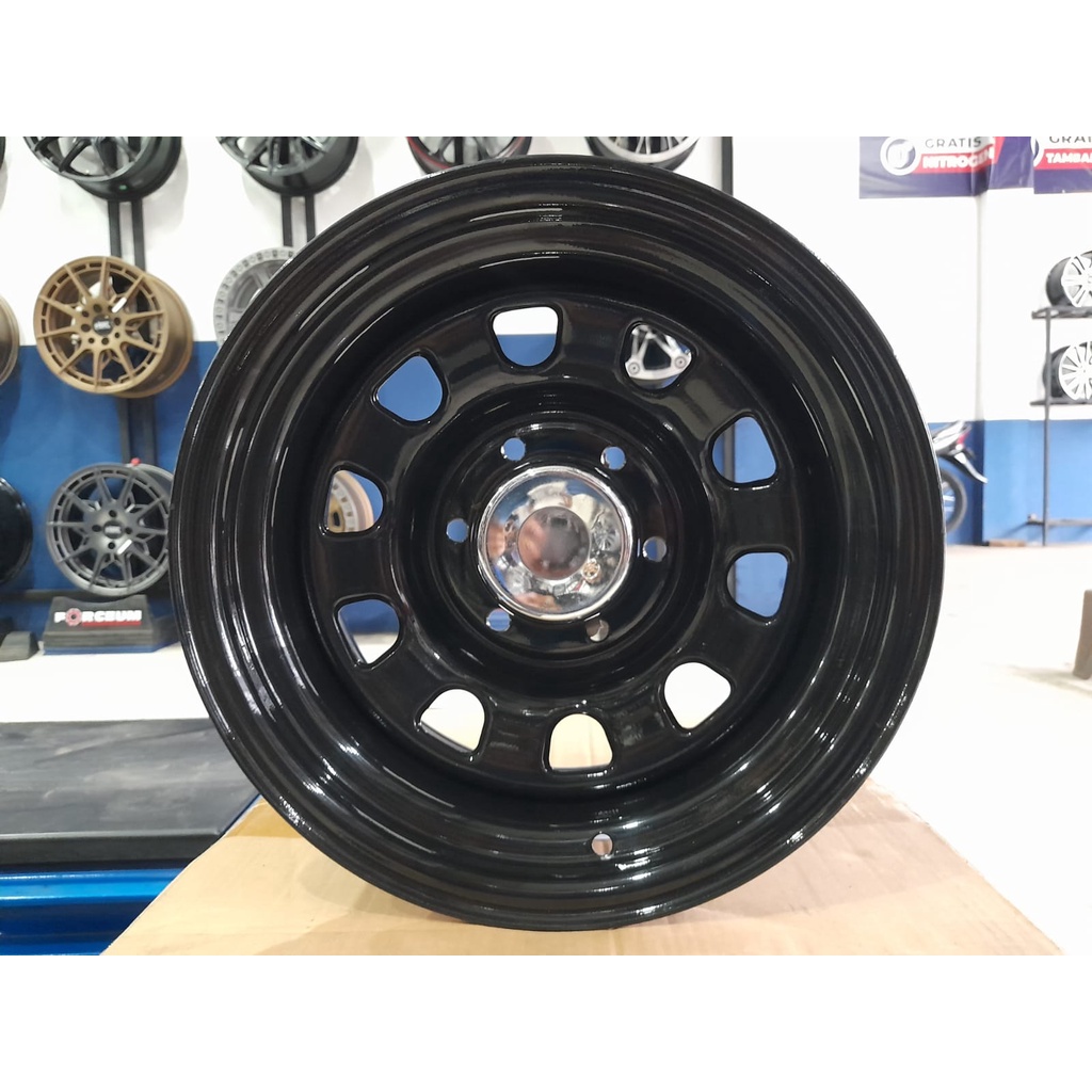 Jual Velg Mobil Offroad Ring 15 HSR MOKUPO R15 Warna BLACK Buat Panther