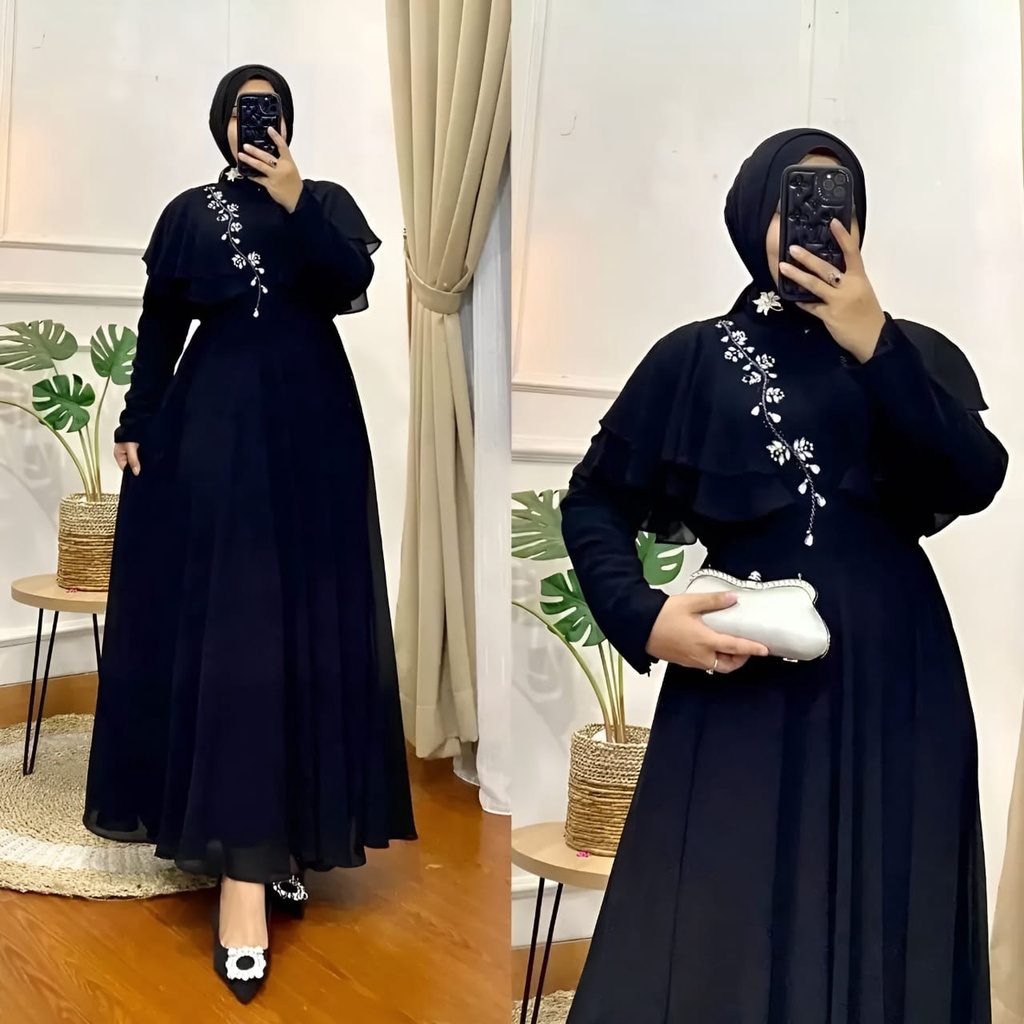 Jual Cod Arvika Dress Gamis Muslim Maxy Wanita Matt Ceruty Babydoll