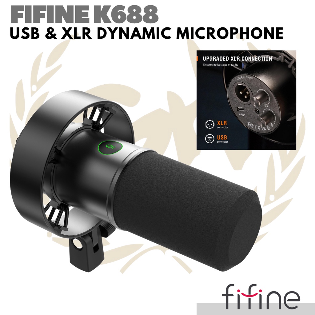 Jual FIFINE K688 USB XLR Dynamic Microphone Mic Dinamic Podcast