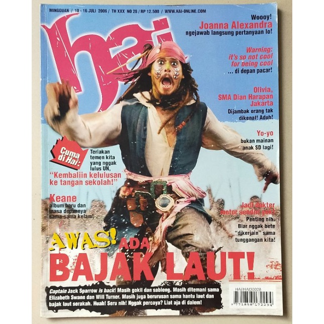 Jual Majalah Hai No Juli Cover Johnny Depp Captain Jack