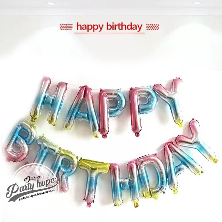 Jual Produk Balon Foil Huruf Set Happy Birthday Pelangi Paket Huruf