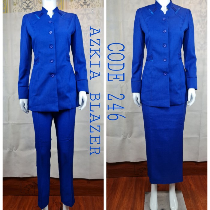 Jual Promo Azkia Blazer Seragam Kerja Wanita Baju Kantor Warna Biru