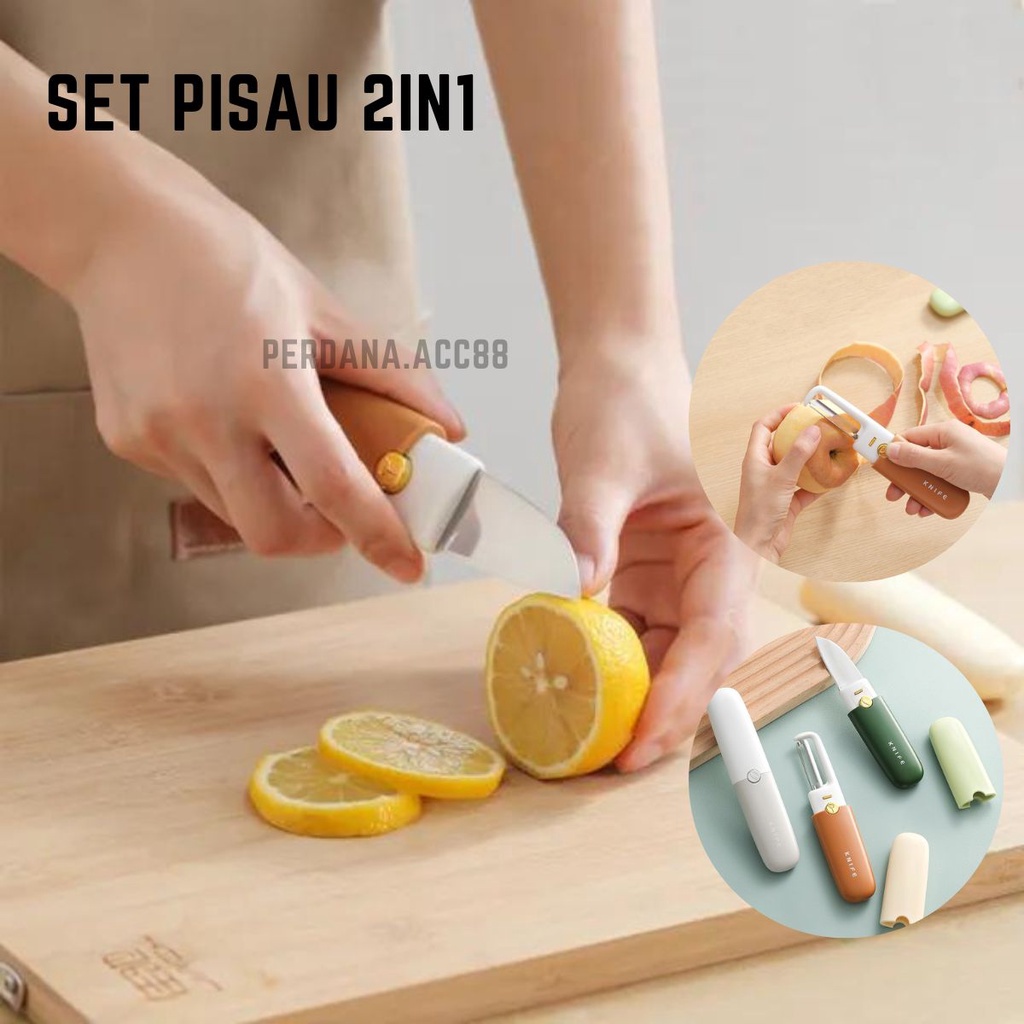 Jual Pisau 2 In 1 Serbaguna Pisau Kecil Peeler Pengupas Buah PISAU