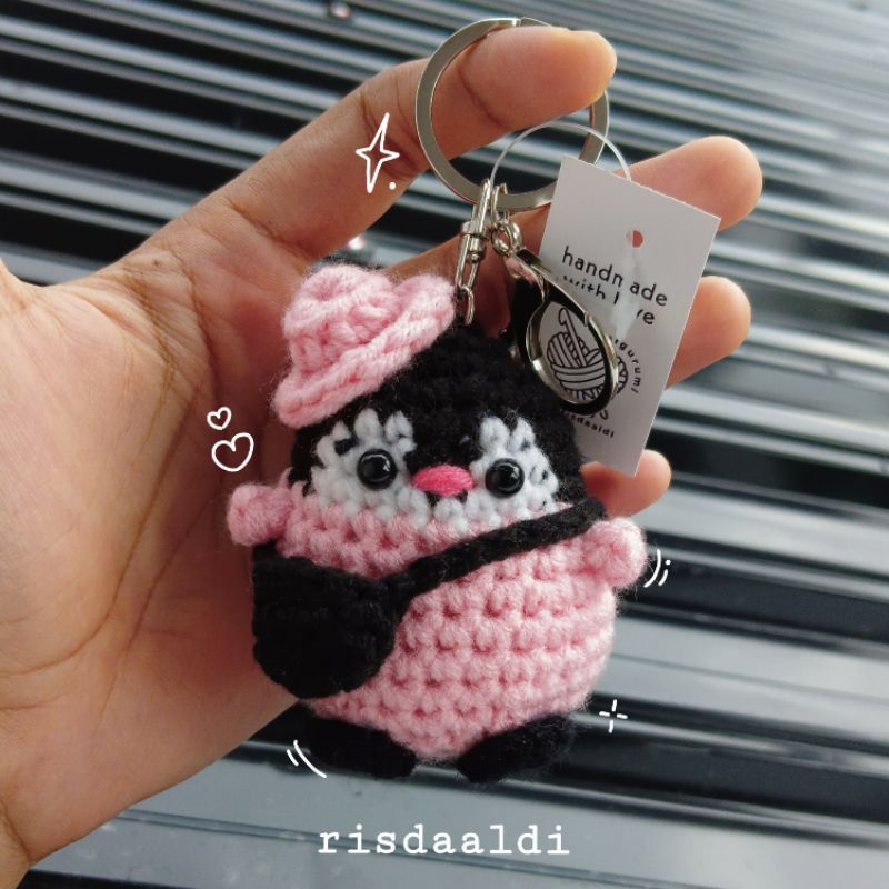 Jual Ready Stock Gantungan Kunci Amigurumi Keychain Penguin Milk