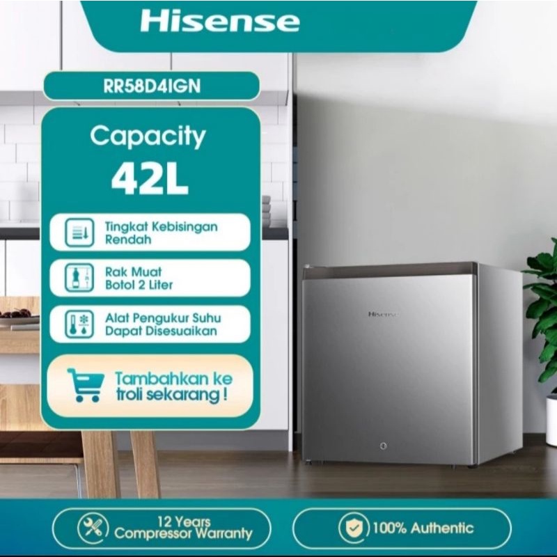 Jual Hisense Kulkas Mini Portable 42L Lemari Es Minibar RR58D4IGN