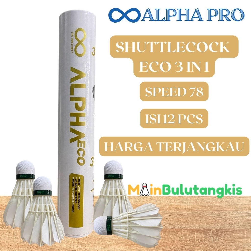 Jual Shuttlecock Badminton ALPHA PRO ECO 3 IN 1 Original Shopee Indonesia