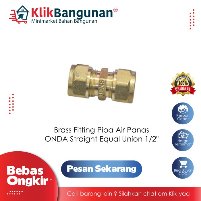 Jual Brass Fitting Pipa Air Panas Onda Straight Equal Union