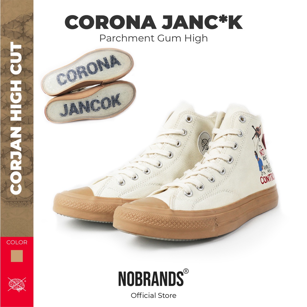 Jual Sepatu Nobrands CORONA JANCUK CORJAN Parchment Gum High Cut