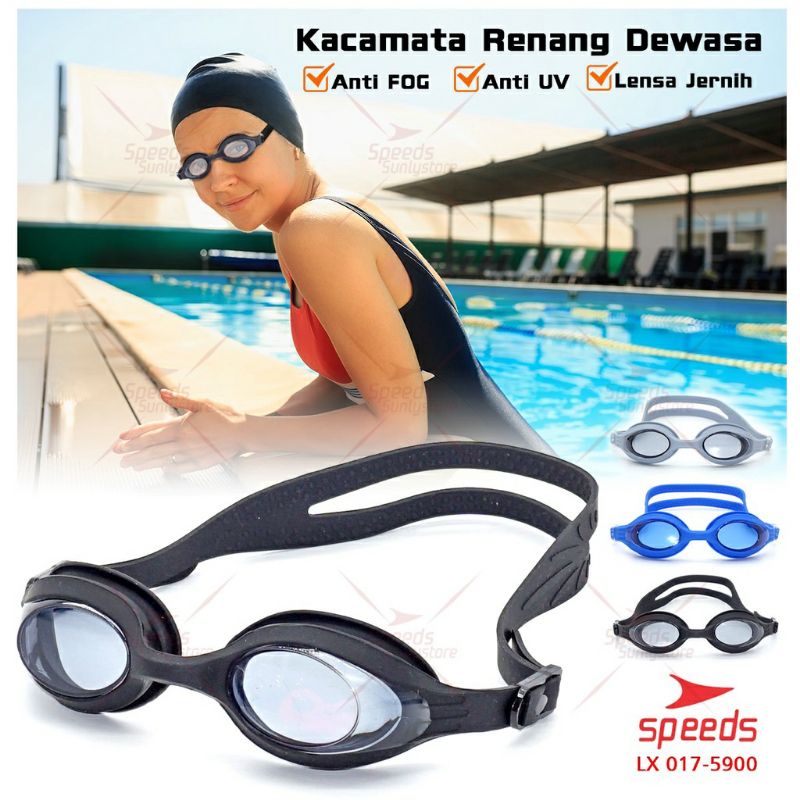 Jual SPEEDS 5900 Kacamata Renang Dewasa Anti UV Fog Clear Bening LX017