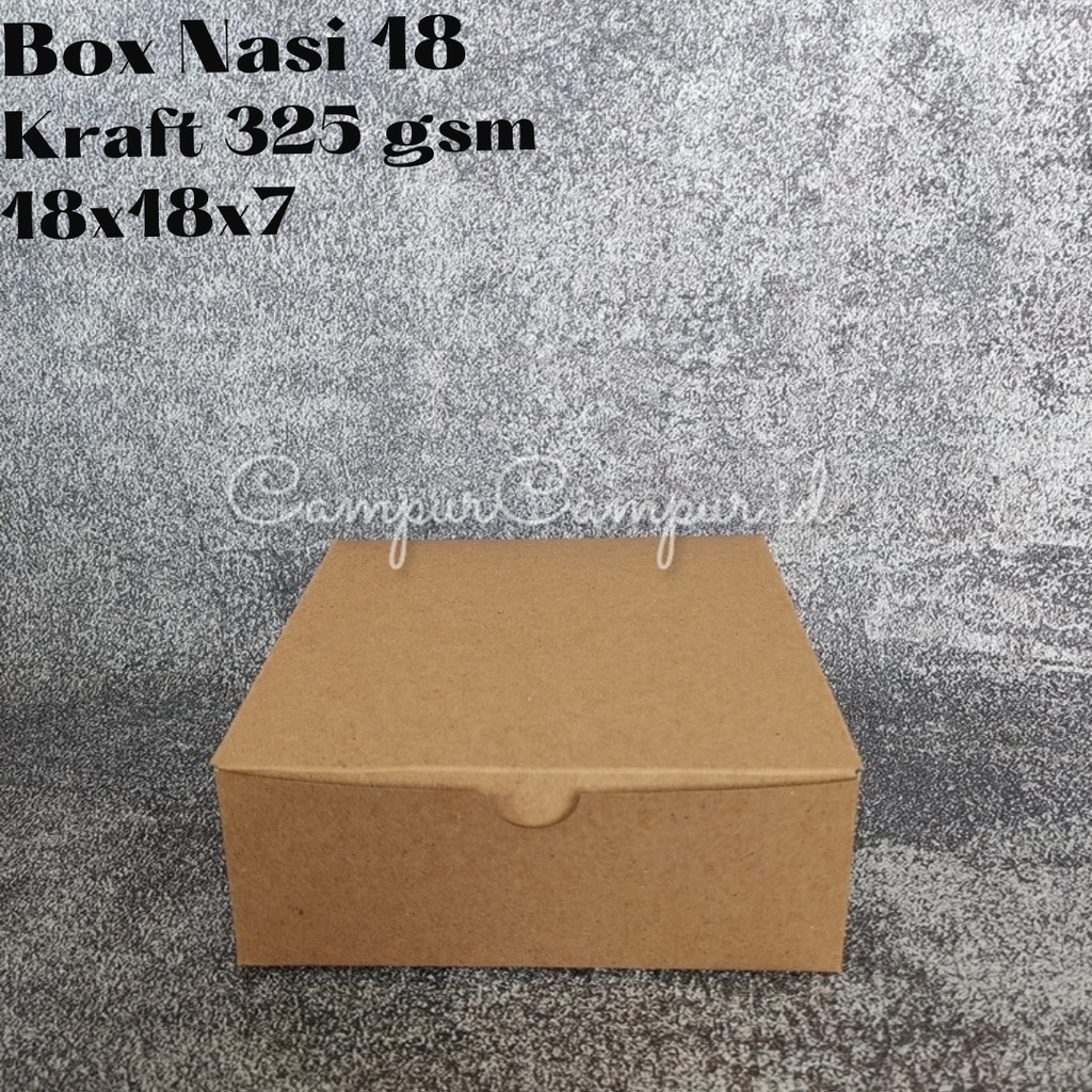 Jual Dus Box Kotak Nasi Kraft Coklat Putih 18x18x7 Box Kue Bolu Cupcake