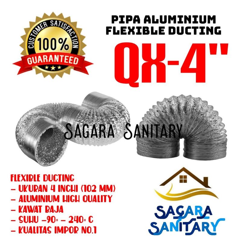 Jual Flexible Ducting 4 Inchi Pipa Cerobong Asap 4 In AC Cooker