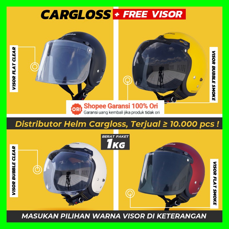 Jual Helm Cargloss Retro Free Visor Kaca Flat Gratis Ongkir Helm