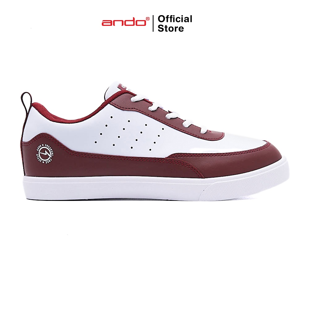 Jual Ando Official Sepatu Sneakers Lyndon Pria Dewasa Putih Merah Tua