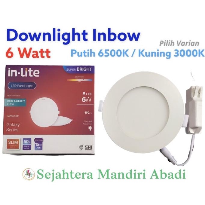 Jual Lampu Downlight Led Panel 6 Watt In Lite Inbow Bulat INP 628R