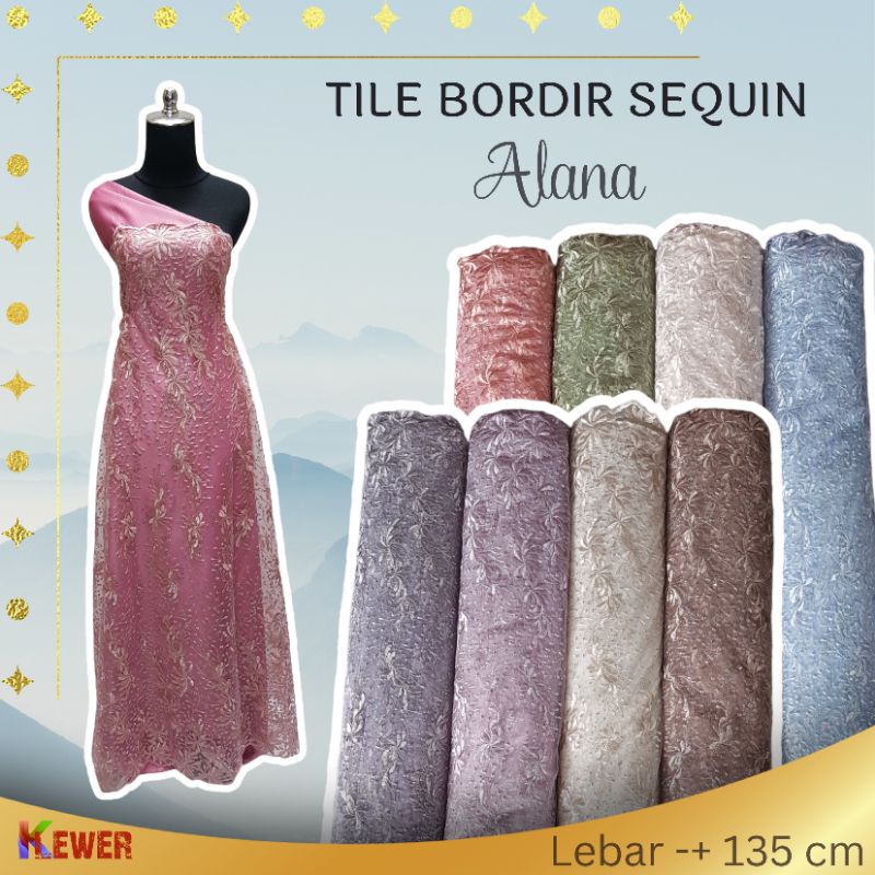 Jual Bahan Kain Tile Bordir Alana Kebaya Tille Tule Tulle Halus Lembut