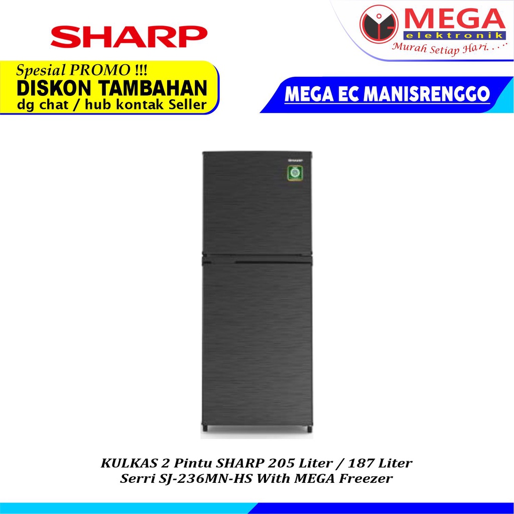 Jual LEMARI ES 2 PINTU SHARP SJ 236MN HS 205 187 LITER MEGA FREEZER