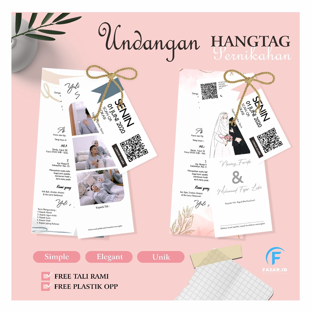 Jual UNDANGAN PERNIKAHAN HANGTAG SERIES UNDANGAN EKONOMIS AESTHETIC