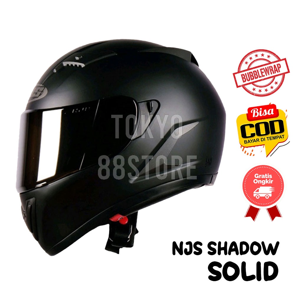 Jual Helm NJS Shadow Solid Full Face Double Visor Shopee Indonesia