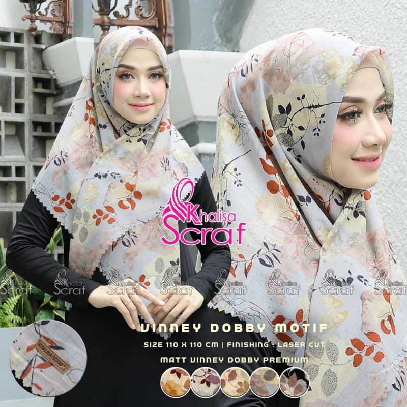 Jual Hijab Khalisa Motif Segi Empat Voal Jilbab Segiempat Kerudung