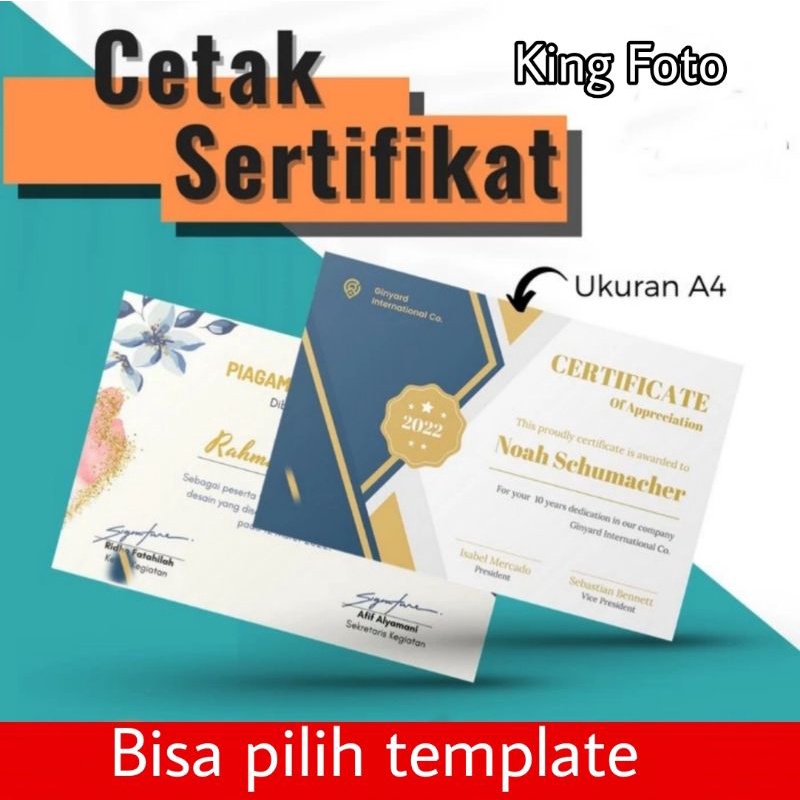 Jual CETAK SERTIFIKAT PENGHARGAAN A4 Shopee Indonesia