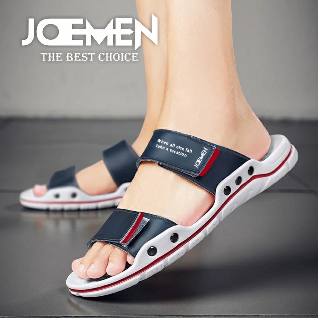 Jual Joemen Sandal Slop Pria Kulit Original Brand Lokal Anti Slip