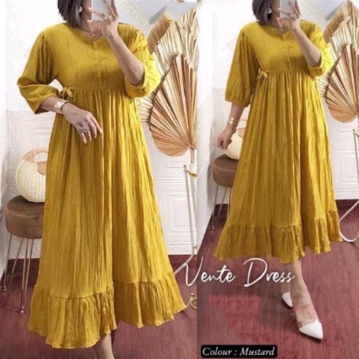 Jual Nova Midi Dress Vente Gamis Lady Crush Wanita Shopee Indonesia