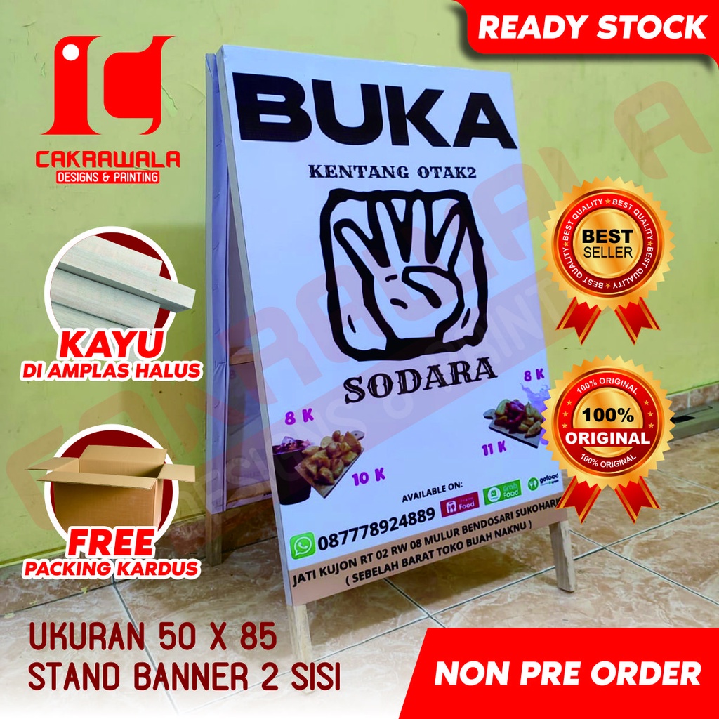 Jual STAND BANNER KAYU KENTANG DAN OTAK OTAK UKURAN 50 X 85 STANDING