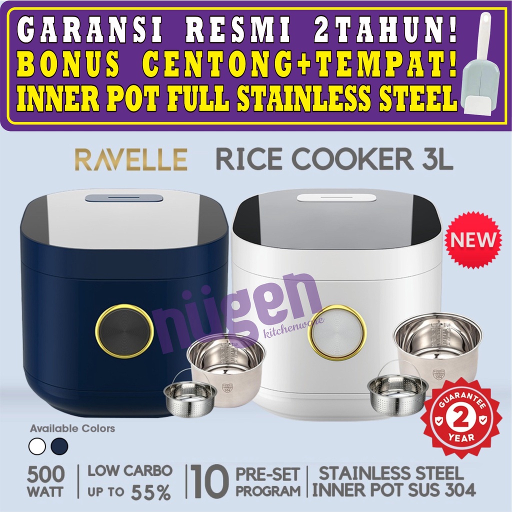 Jual Ravelle Rice Cooker Digital Low Carbo 3 Liter 3L 3 L Inner Pot