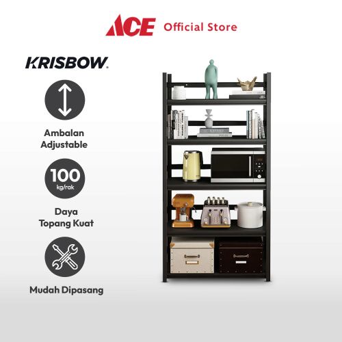 Jual Ace Krisbow Rak Besi 5 Tingkat Dengan Roda Hitam Storage Rack