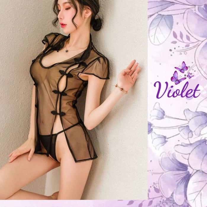 Jual Violet Lingerie Set G String Seksi Model Costum Tradisional