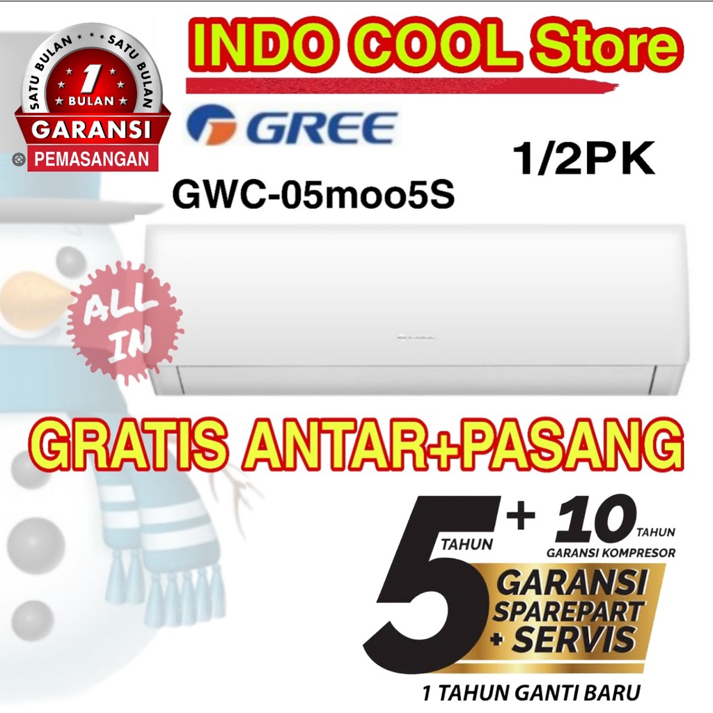 Jual Ac Gree Split 1 2 PK GWC 05MOO5s Series Gratis Pasang Antar