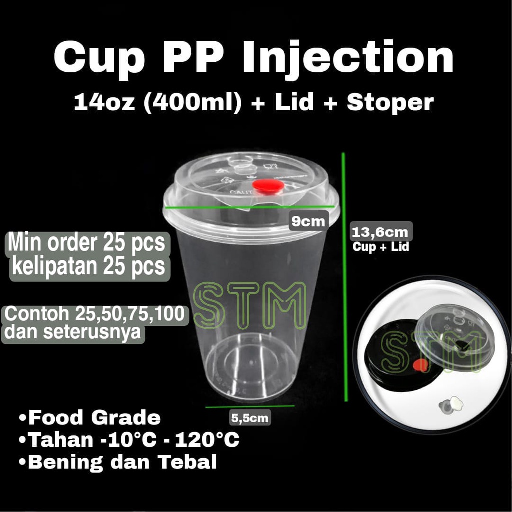 Jual Thinwall Cup Injection 14oz 400ml Gelas Plastik 14 OZ Seal