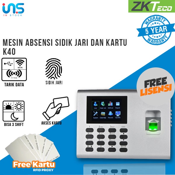 Jual Mesin Absensi Fingerprint Dan Kartu RFID ZKTECO K40 MAGIC MP340