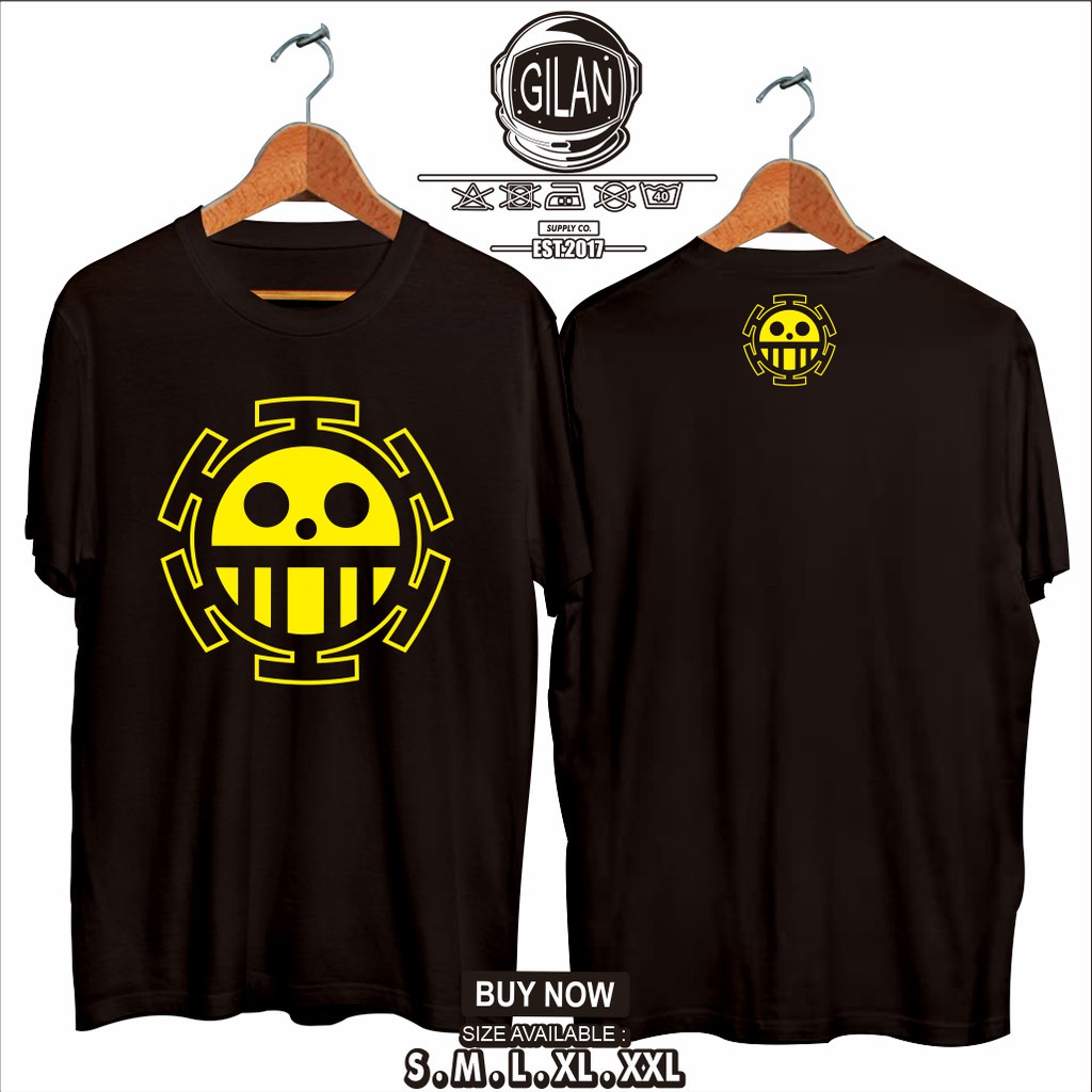 Jual Baju Kaos Anime One Piece Logo Flag Trafalgar Law GILAN CLOTH