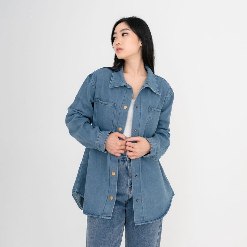 Jual Elia Denim Shirt Kemeja Denim Kemeja Jeans Kemeja Cewek