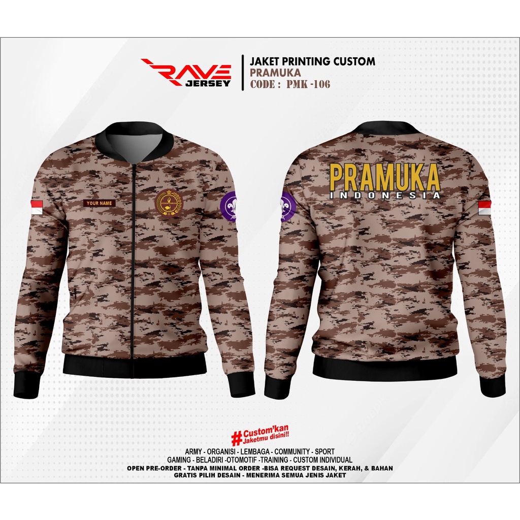 Jual Jaket Pramuka Sesi Full Printing Sublim Custom Desain Suka Suka