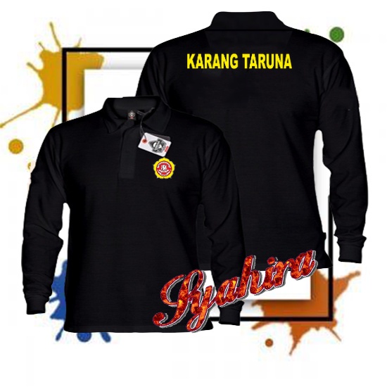 Jual Polo Berkerah Lengan Panjang KARANG TARUNA Logo KuningvPremium