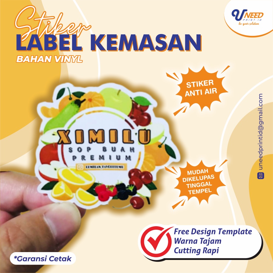 Jual FREE DESIGN STIKER VINIL ANTI AIR Cetak Sticker Label A3 Custom