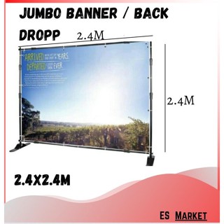 Jual BISA COD Backwall Jumbo Banner Stand Backdrop 2 4 X 2 4M 1 2