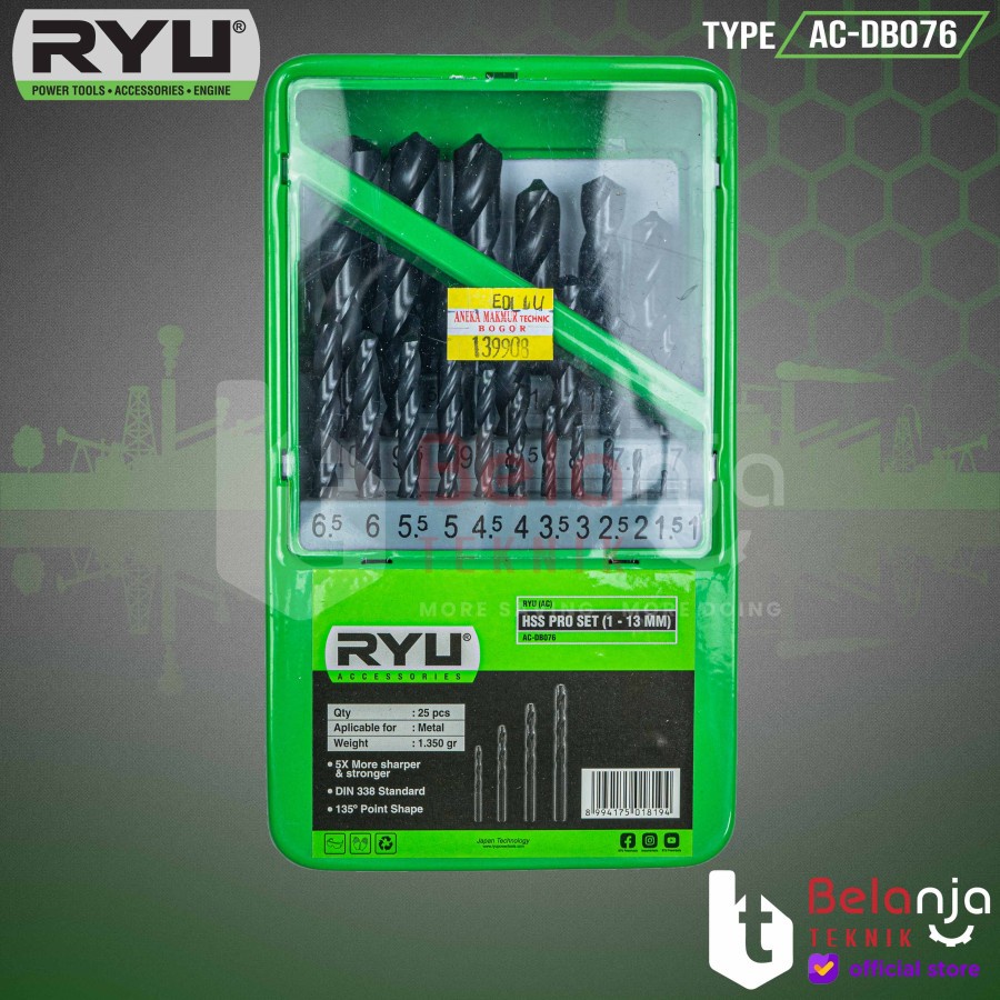 Jual Ryu Drill Bit Hss Pro Set Pcs Mata Bor Besi Kayu Set Mm