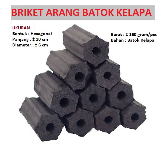 Jual ECERAN Briket Arang Batok Kelapa Barbeque Hexagonal Besar Premium