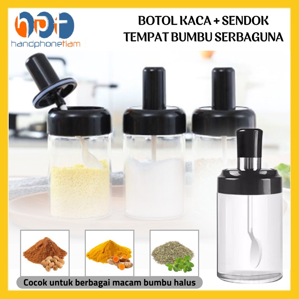 Jual Botol Bumbu Kaca Sendok Wadah Tempat Minyak Gula Garam Rempah