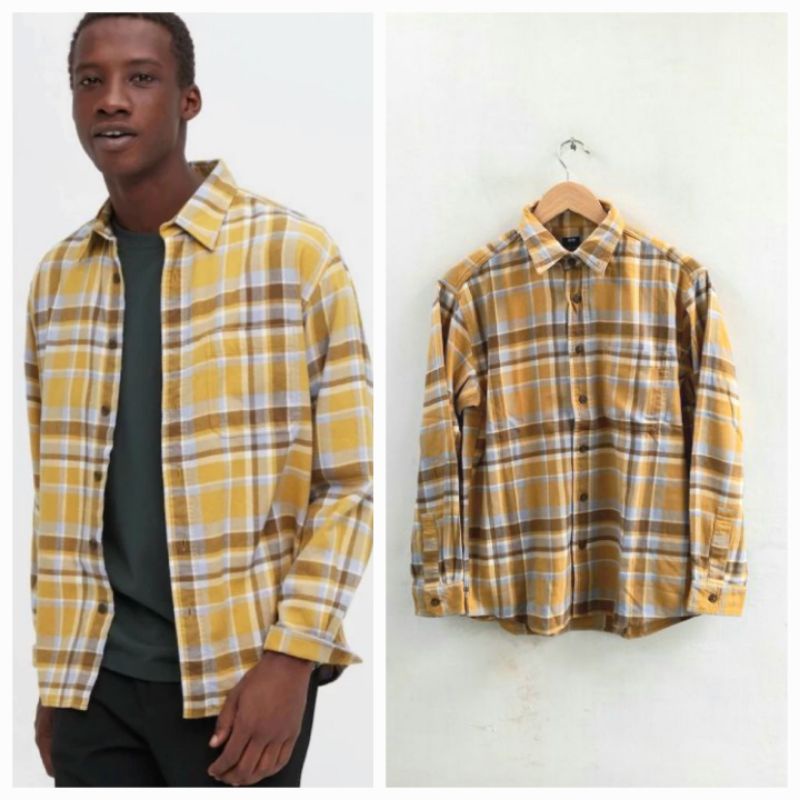 Jual Kemeja Flannel UNIQLO Yellow Baru Asli Original Shopee Indonesia