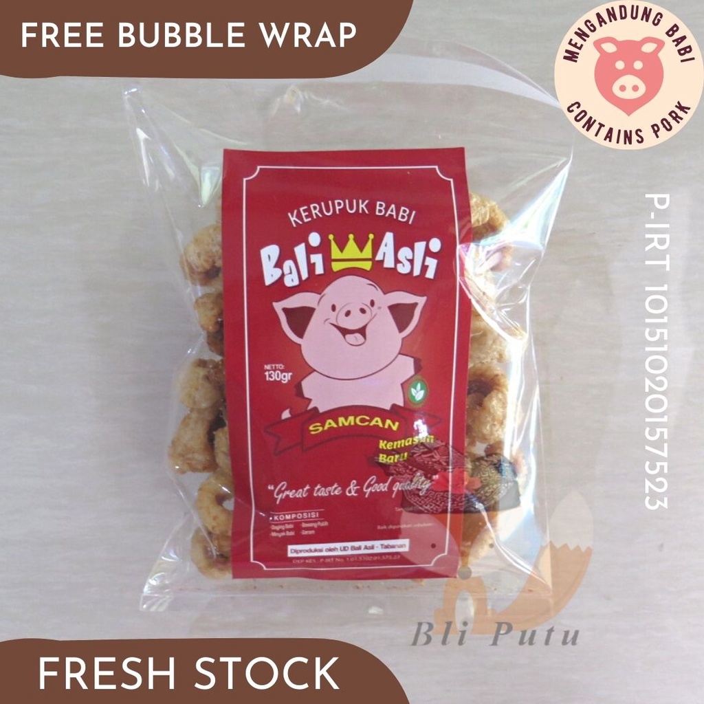 Jual KERUPUK RAMBAK BABI BALI ASLI SAMCAM SAMCAN 130gr Shopee Indonesia